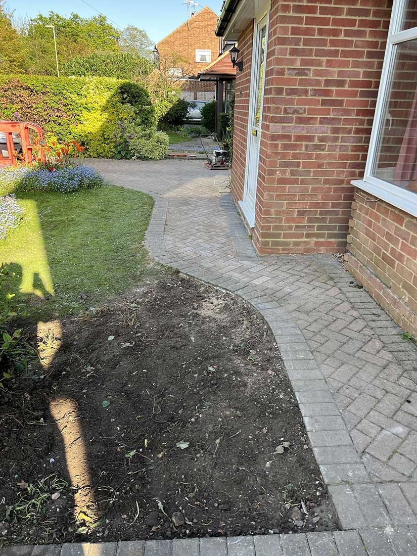 Block-paved garden path reinstated by Overflow landscaping crew in Berkshire